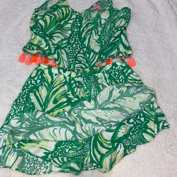 Lilly Pulitzer Neon Fringe Crop Top and Skort Set - Picture 6 of 6